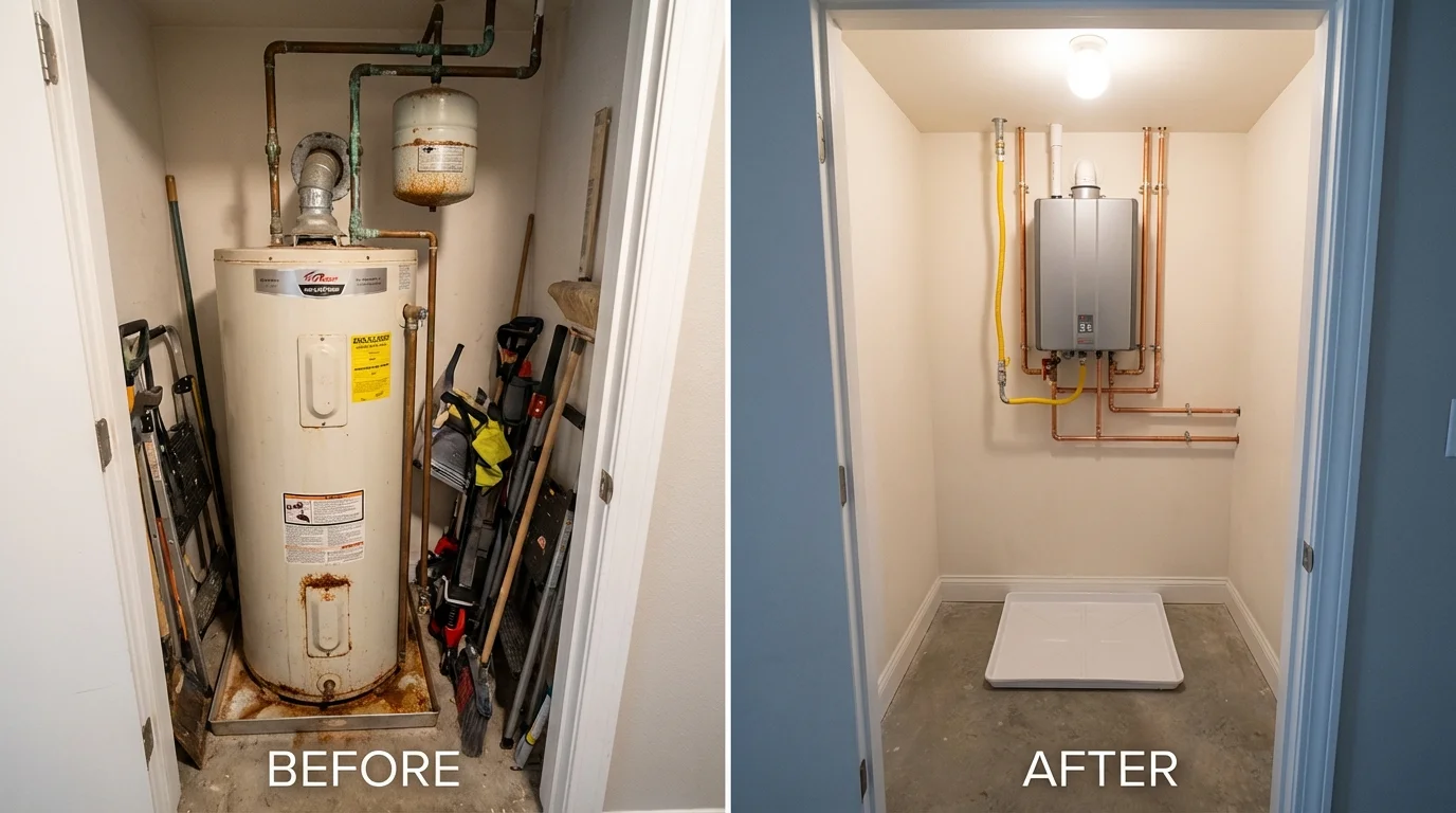 Tank water heater versus wall-mounted tankless unit comparison for Springfield, VA homeowners